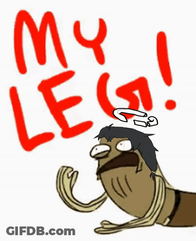 Cartoon Man Saying My Leg In Red GIF