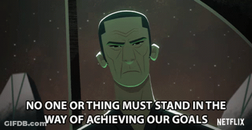 Cartoon Man Saying No One Must Block Goals GIF