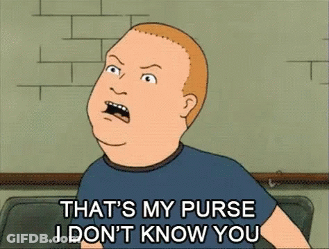 Cartoon Man Saying That's My Purse I Don't Know You GIF