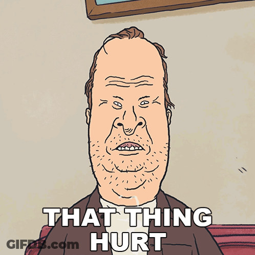 Cartoon Man Saying That Thing Hurt GIF