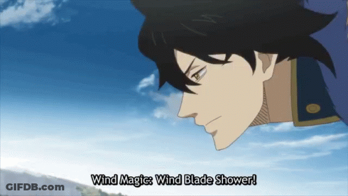Cartoon Man Saying Wind Magic Wind Blade Shower GIF