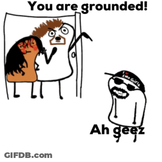 Cartoon Man Saying You Are Grounded Next To Door GIF