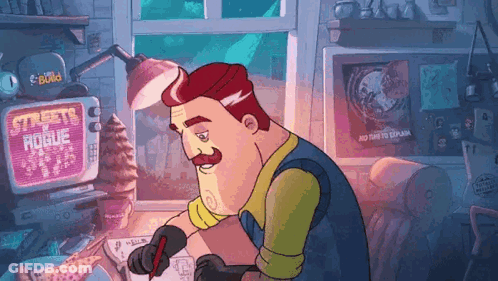 Cartoon Man Sitting At Desk Saying Streets Rogue GIF