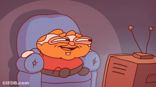 Cartoon Man Sitting In Chair With R GIF