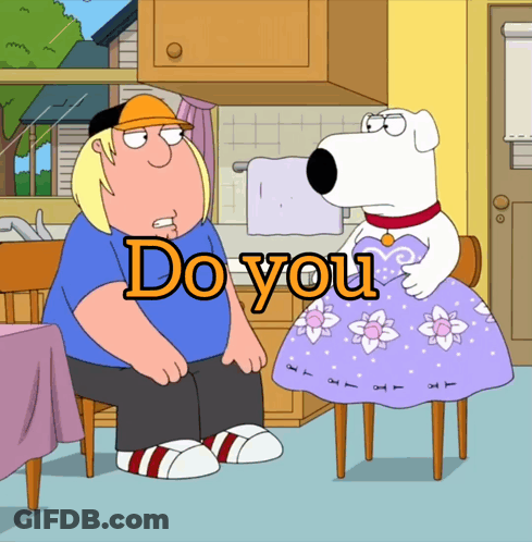 Cartoon Man Sitting Next To Dog Saying Do You GIF