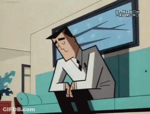 Cartoon Man Sitting On Couch Head Down GIF