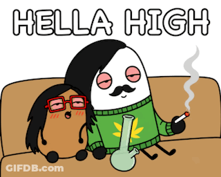 Cartoon Man Smoking Bong Hella High GIF