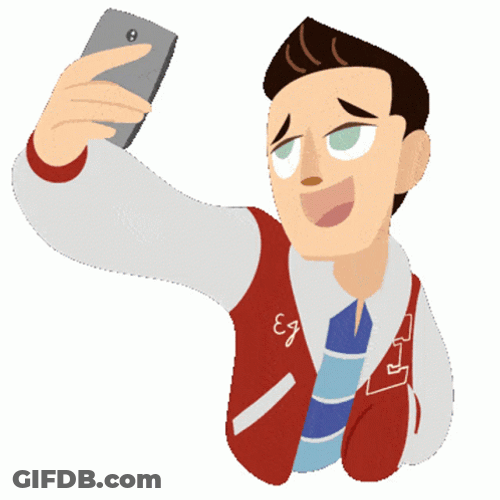 Cartoon Man Snapping Selfie Picture GIF