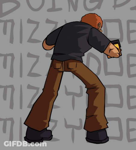 Cartoon Man Standing In Front Of Doing Wall GIF