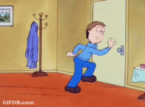 Cartoon Man Standing In Front Of Door GIF