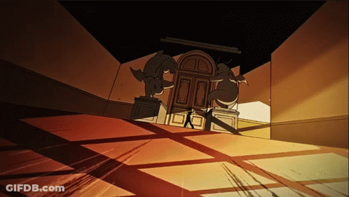 Cartoon Man Standing In Hallway GIF