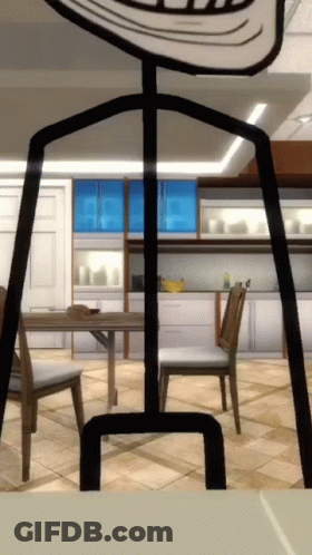Cartoon Man Standing In Kitchen GIF