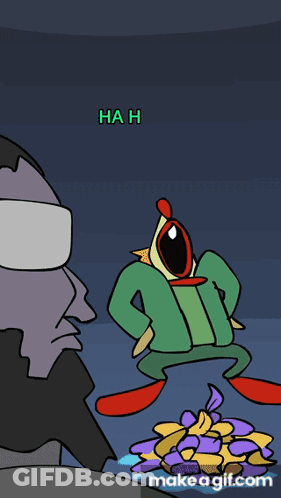 Cartoon Man Standing Next To Chicken Saying Hah GIF