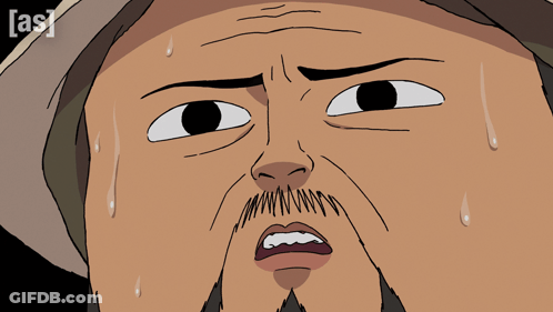 Cartoon Man Sweating With As Text GIF