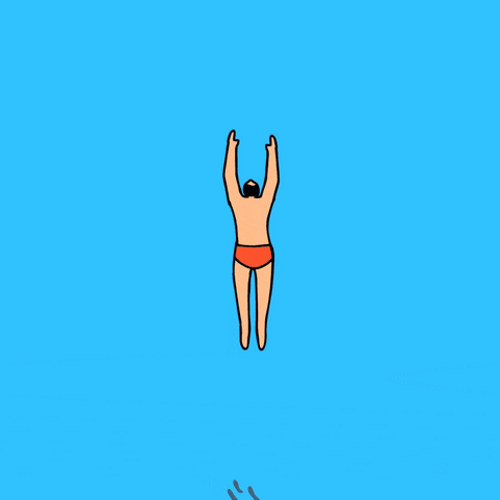 Cartoon Man Swimming Underwater Deep GIF