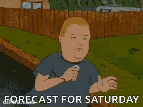 Cartoon Man Throwing Ball Forecast For Saturday GIF