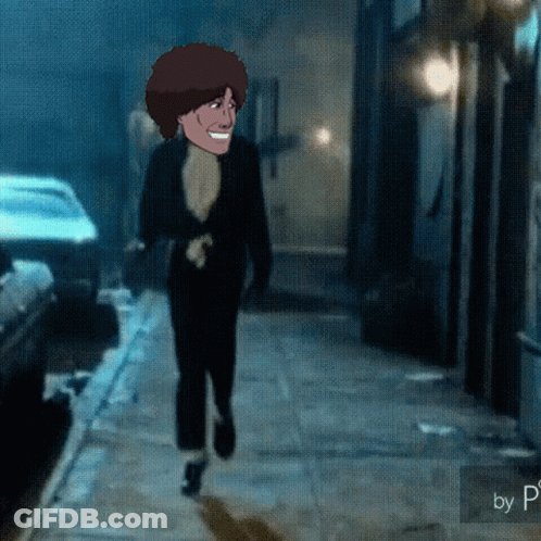 Cartoon Man Walking Down Sidewalk With Letters By P GIF
