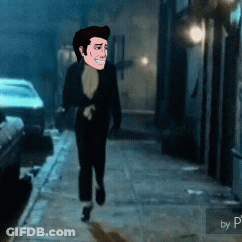Cartoon Man Walking On Sidewalk With By P GIF