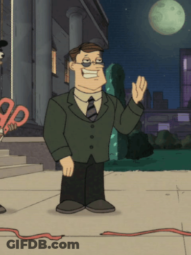 Cartoon Man Waving In Suit And Tie GIF