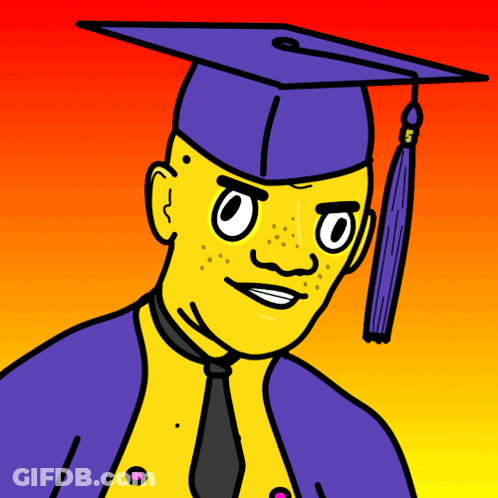 Cartoon Man Wearing Graduation Cap GIF