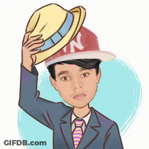 Cartoon Man Wearing Hat With Letter N GIF