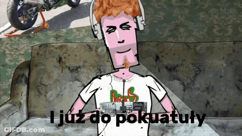 Cartoon Man Wearing Headphones I Już Do Pokuatuly GIF