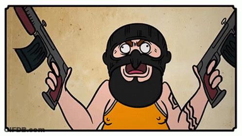 Cartoon Man Wearing Mask Holding Two Guns GIF