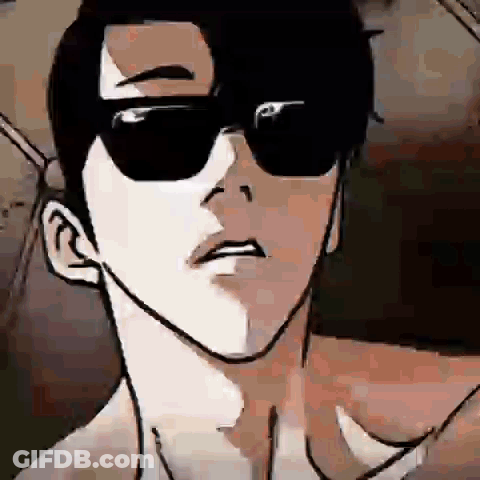 Cartoon Man Wearing Sunglasses And Necklace GIF