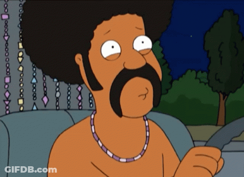 Cartoon Man With Afro And Mustache In Car GIF