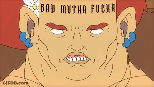 Cartoon Man With Bad Mutha Fucha Tattoo GIF