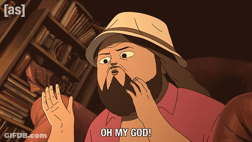 Cartoon Man With Beard And Hat Saying Oh My God GIF