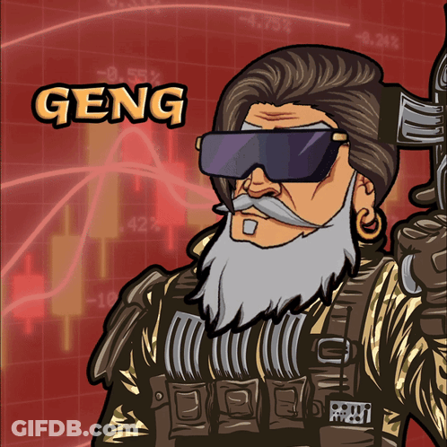 Cartoon Man With Beard And Word Geng GIF