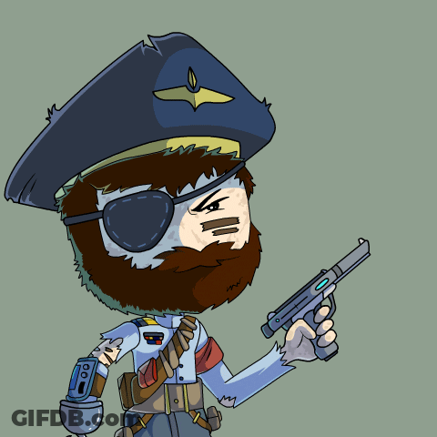 Cartoon Man With Beard Holding Gun With Fire Behind Him GIF