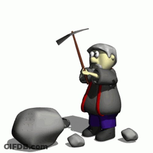 Cartoon Man With Beard Holding Pickaxe GIF
