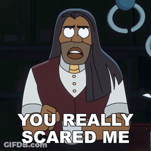 Cartoon Man With Beard Saying You Really Scared Me GIF