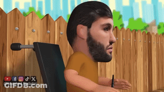 Cartoon Man With Beard Sitting In Front Of Fence GIF