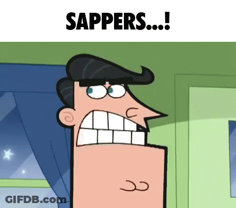 Cartoon Man With Big Mouth Saying Sappers GIF