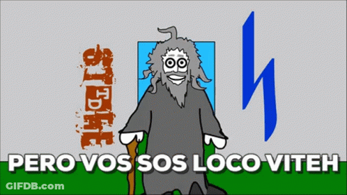 Cartoon Man With Cane Saying Pero Vos Sos Loco Viteh GIF