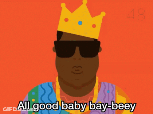Cartoon Man With Crown And Sunglasses All Good Baby Bay-Beey GIF