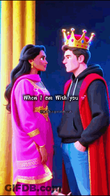 Cartoon Man With Crown And Woman In Pink Dress GIF