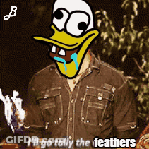 Cartoon Man With Duck Face Saying I'll Go Tally The Feathers GIF
