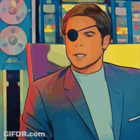 Cartoon Man With Eye Patch And Suit GIF