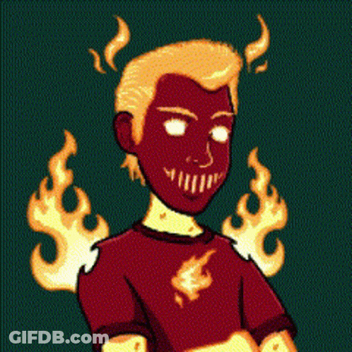 Cartoon Man With Flames On Face Tama Na Yannnn GIF