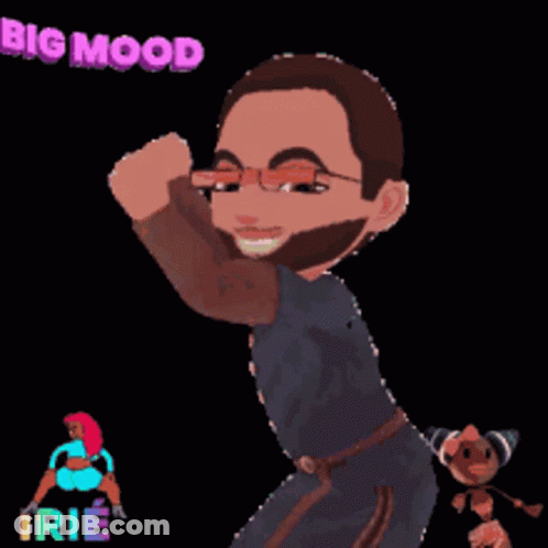 Cartoon Man With Glasses And Beard Big Mood GIF