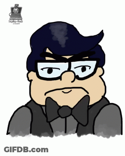 Cartoon Man With Glasses And Bow Tie Laptop Geek GIF