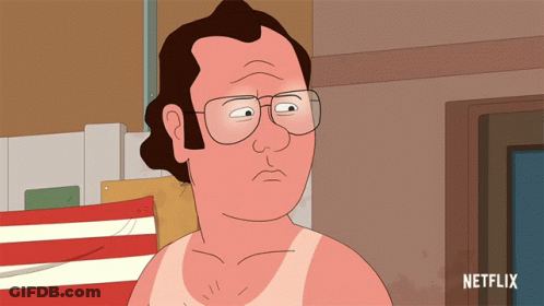 Cartoon Man With Glasses And Netflix Logo GIF