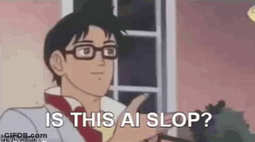 Cartoon Man With Glasses Pointing Is This AI Slop GIF