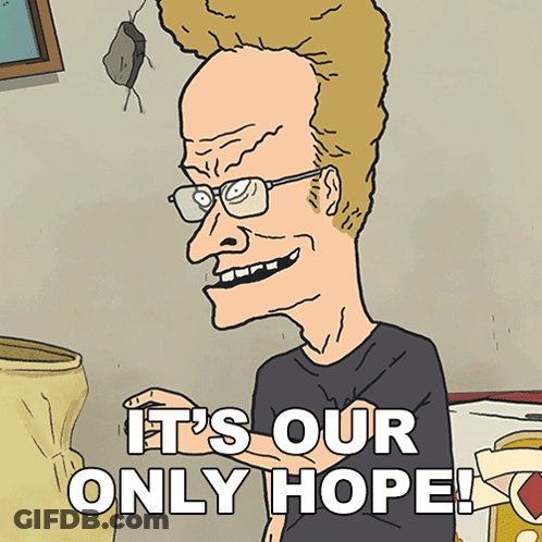 Cartoon Man With Glasses Saying It's Our Only Hope GIF