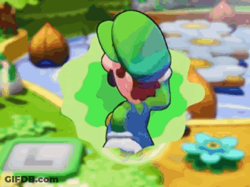 Cartoon Man With Green Hat And Letter L GIF
