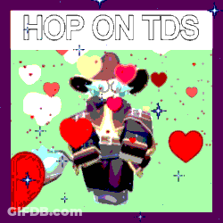 Cartoon Man With Hearts Hop On TDS GIF